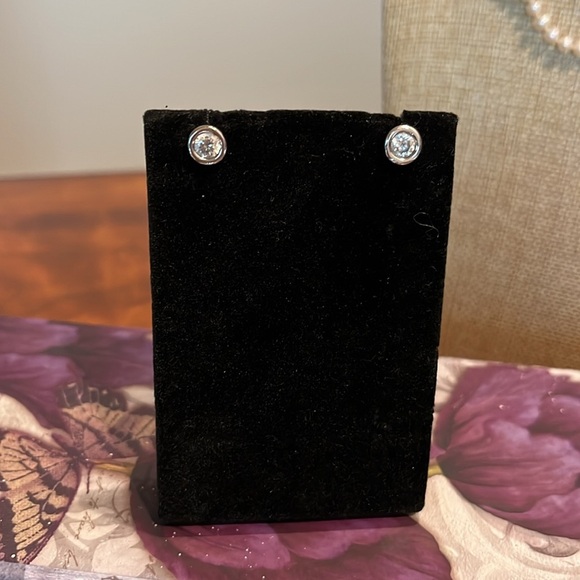 Moissanite Sterling Silver Earrings  Bezel Set in Sterling Silver  1cttw - Picture 2 of 5